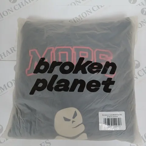 BROKEN PLANET MORE DARKNESS HOODIE IN BLACK SIZE M