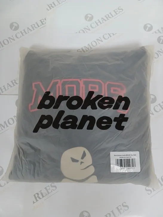 BROKEN PLANET MORE DARKNESS HOODIE IN BLACK SIZE M