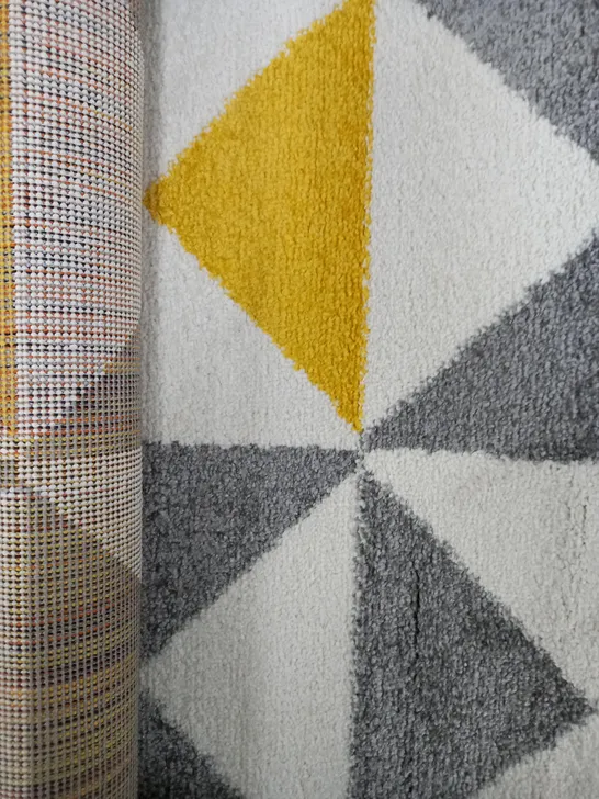 NAZAR FORSA JAUNE YELLOW GREY RUG 60 X 110CM