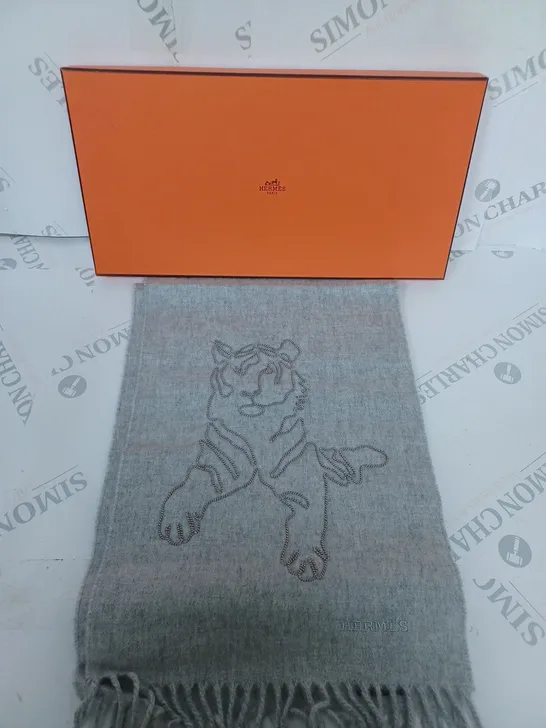 BOXED HERMES PARIS TIGER DESIGN SCARF