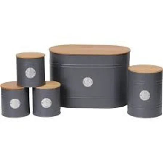 BOXED NEO GREY SCANDI 5 PIECE KITCHEN CANNISTER SET (1 BOX)