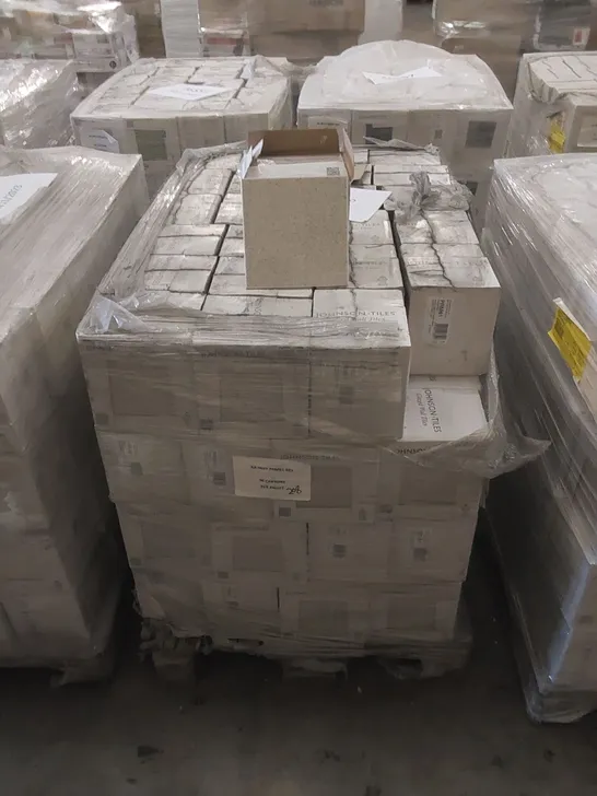 PALLET TO CONTAIN APPROX 96 X CARTONS OF JOHNSON PRISMATICS MICRO RICE/VICTORIANA GREEN GLAZED WALL TILES - 25 TILES PER CARTON // SIZE: 197 X 197 X 6.5mm