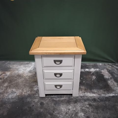 QUALITY GREY CHEST OF 3 DRAWS WITH OAK EFFECT