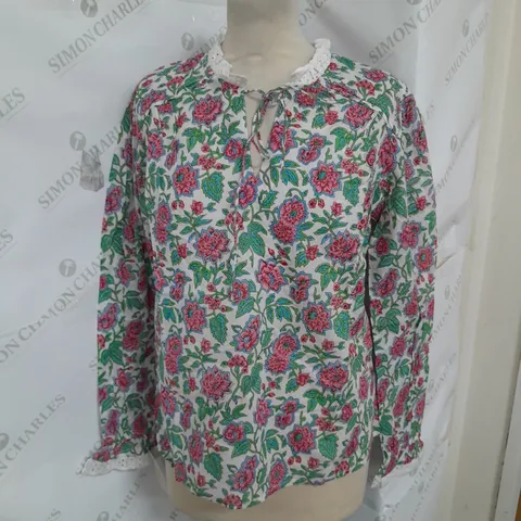 ASPIGA ROSIE BLOUSE IN GREEN/PINK FLORAL SIZE XS