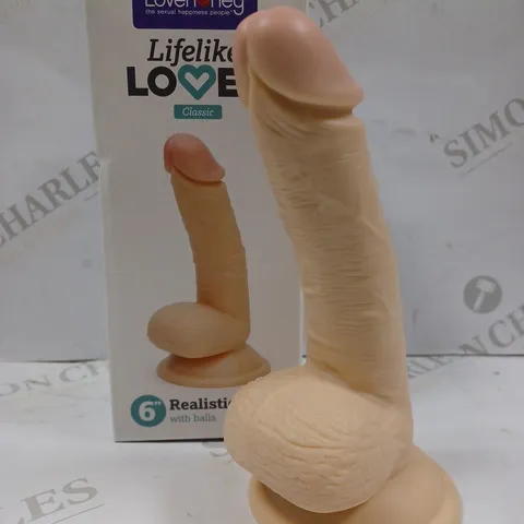 BOXED LOVEHONEY LIFELIKE LOVER CLASSIC REALISTIC 6" DILDO WITH BALLS 