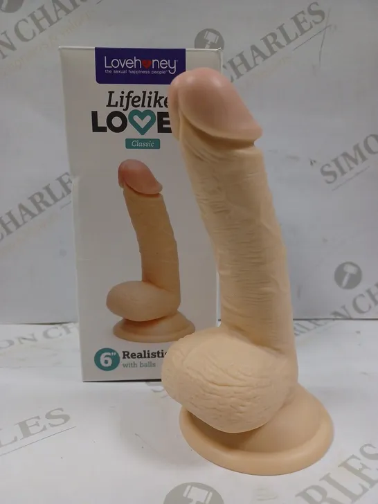 BOXED LOVEHONEY LIFELIKE LOVER CLASSIC REALISTIC 6" DILDO WITH BALLS 