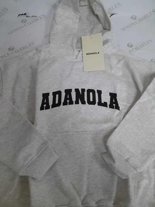 ADANOLA VARSITY OVERSIZED HOODIE IN LIGHT GREY - XS