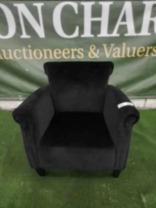 DESIGNER HARMONY BLACK VELVET ARM CHAIR