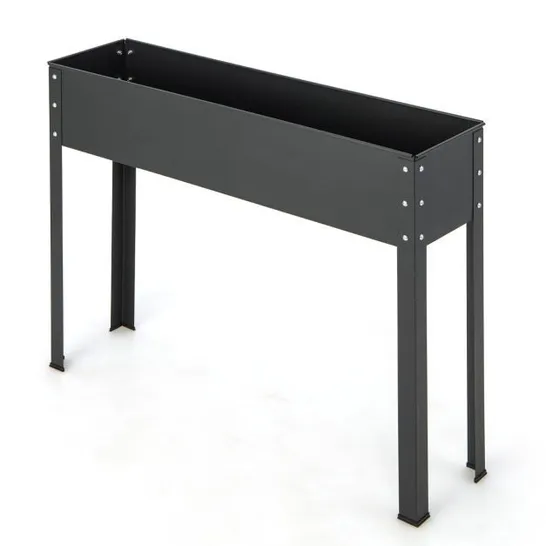 BOXED COSTWAY METAL RAISED GARDEN BED WITH LEGS AND DRAINAGE HOLE - BLACK