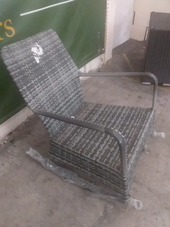 RATTAN EFFECT GREY ROCKING CHAIR