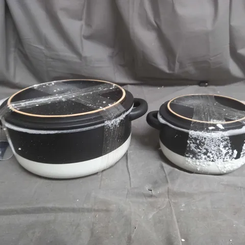 BUNDLEBERRY BY AMANDA HOLDEN PORCELAIN MEDIUM AND SMALL CASSEROLE DISH SET - BLACK & WHITE