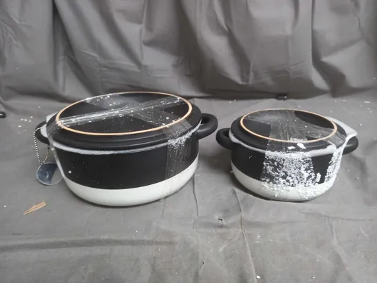 BUNDLEBERRY BY AMANDA HOLDEN PORCELAIN MEDIUM AND SMALL CASSEROLE DISH SET - BLACK & WHITE