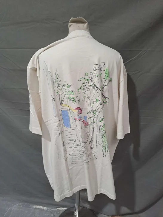 ABERCROMBIE & FITCH OFF WHITE GRAPHIC T-SHIRT - XXL