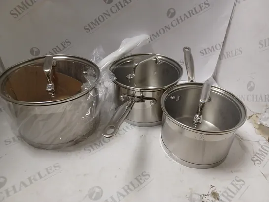 BOXED LINEA CAPRI SET OF 3 STAINLESS STEEL SAUCEPANS