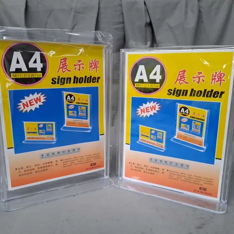 BOX OF APPROXIMATELY 5 A4 SIGN HOLDERS