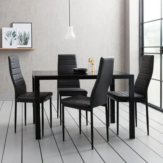 BOXED CECILLIA 4 PERSON DINING SET BLACK (2 BOXES)