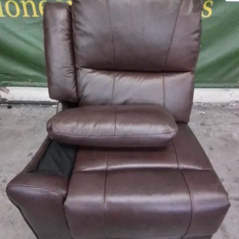 DESIGNER LEFT HAND FACING MANUAL RECLINING LEATHER SOFA SECTION 