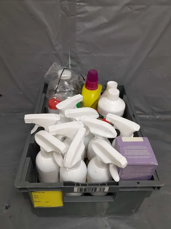 BOX OF APPROX 10 CLEANING PRODUCTS TO INCLUDE WASHING UP LIQUID , DIFFUSERS , PLANT FOOD , ETC  - COLLECTION ONLY