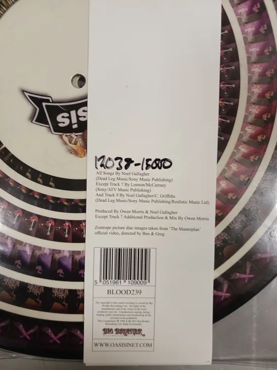 OASIS THE MASTERPLAN LIMITED EDITION 25TH ANNIVERSARY ZOETROPE PICTURE DISC VINYL 