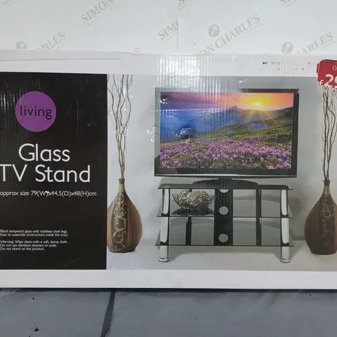 LIVING GLASS TV STAND BLACK - COLLECTION ONLY