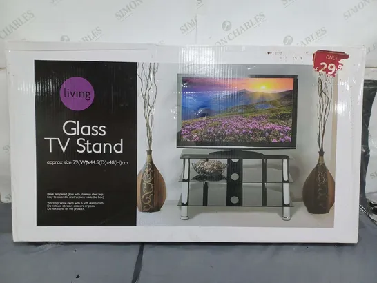 LIVING GLASS TV STAND BLACK - COLLECTION ONLY