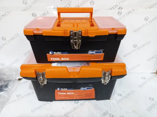 BOXED BUILDCRAFT 3 PIECE TOOL BOX SET WITH REMOVABLE STORAGE TRAYS