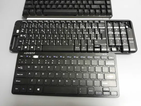 LOT OF 4 ASSORTED WIRELESS KEYBOARDS TO INCLUDE SANSDTROM AND ADVENT