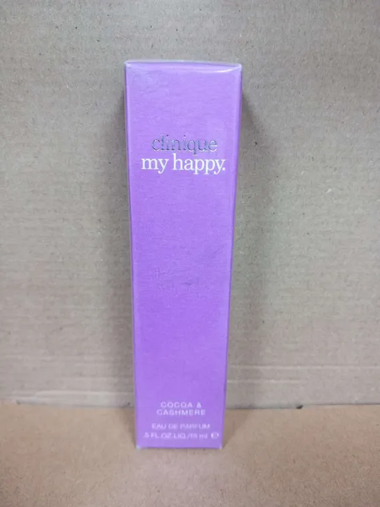 BOXED AND SEALED CLINIQUE MY HAPPY COCOA AND CASHMERE EAU DE PARFUM 15ML