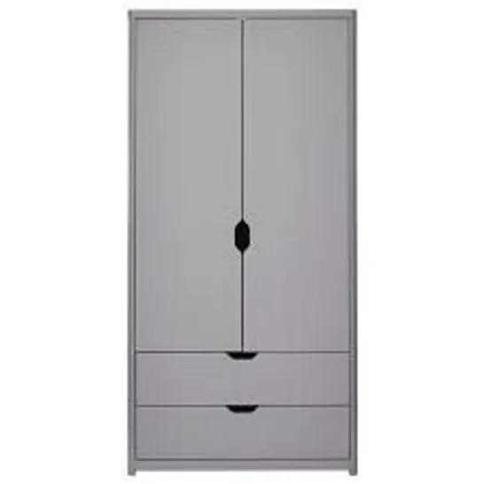 BOXED GRADE 1 ASPEN 2 DOOR, 2 DRAWER WARDROBE - GREY OAK EFFECT (2 BOXES)