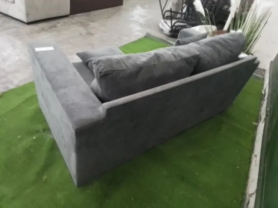 DESIGNER GREY FABRIC TWO SEATER SOFABED WITH SIDE CUSHIONS