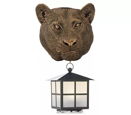 MY GARDEN STORIES LIONESS WALL PLANTER WITH LANTERN