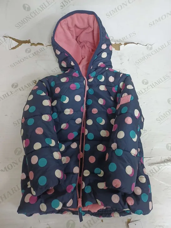 MOTHERCARE PADDED DOTTED JACKET WITH HOOD - 3-4 YEARS