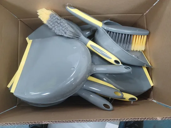 APPROXIMATELY 14 GEORGE HOME GREY/YELLOW DUSTPAN AND BRUSHES