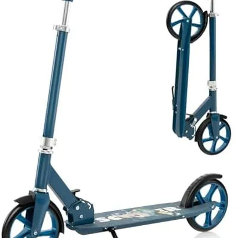 BOXED FOLDING ALUMINUM ALLOY SCOOTER WITH 3 ADJUSTABLE HEIGHTS - BLUE