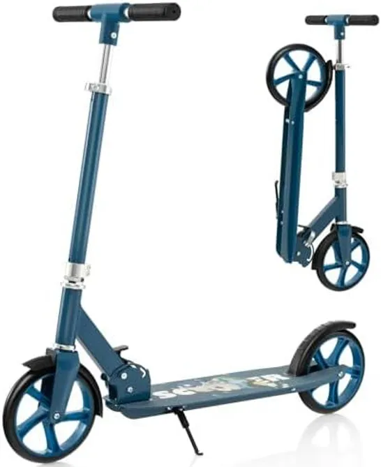 BOXED FOLDING ALUMINUM ALLOY SCOOTER WITH 3 ADJUSTABLE HEIGHTS - BLUE