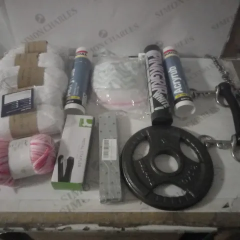 GROUP OF APPROX 10 ASSORTED ITEMS TO INCLUDE STAPLER, WOOL, ADHESIVE ETC