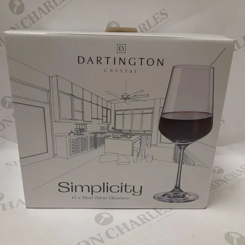 BOXED 6 DARTINGTON CRYSTAL SIMPLICITY RED WINE GLASSES