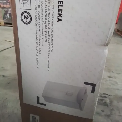 BOXED VELEKA FREESTANDING VANITY & BASIN SET WHITE 