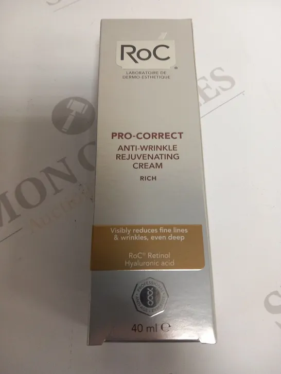 APPROXIMATELY 23 BOXED ROC PRO CORRECT ANTI WRINKLE REJUVENATING CREAM RICH 40ML