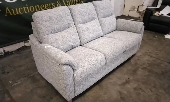 QUALITY BRITISH DESIGNED & MANUFACTURED G PLAN SPENCER 3 SEATER SOFA REMCO LIGHT GREY FABRIC