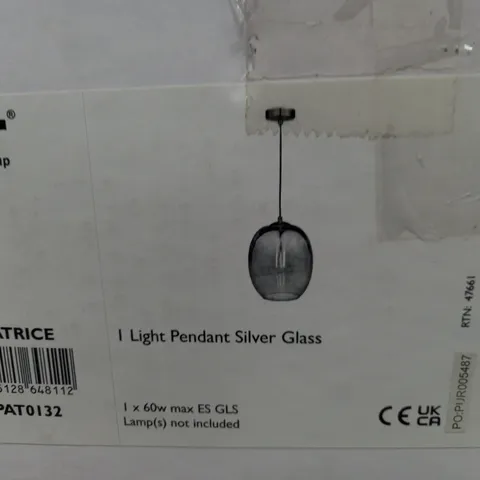 PATRICE 1 LIGHT PENDANT SILVER GLASS