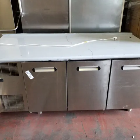 STUDIO 54 3 DOOR COUNTER FRIDGE WITH STAINLESS TOP