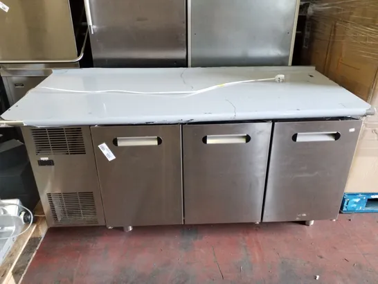 STUDIO 54 3 DOOR COUNTER FRIDGE WITH STAINLESS TOP