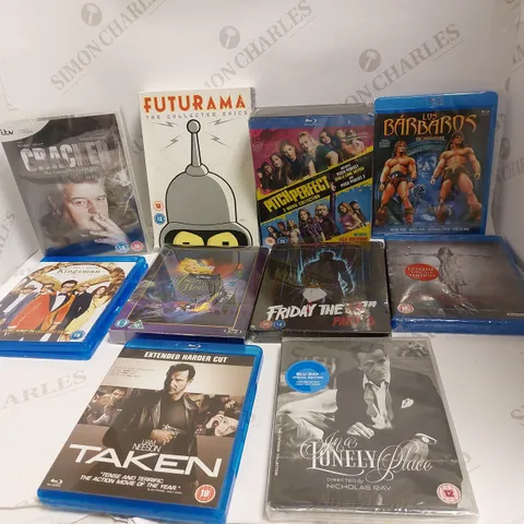 BOX OF ASSORTED DVDS TO INCLUDE TAKEN, FRIDAY THE 13TH AND KINGSMAN