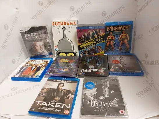 BOX OF ASSORTED DVDS TO INCLUDE TAKEN, FRIDAY THE 13TH AND KINGSMAN