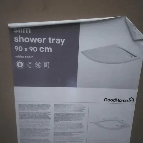 BOXED LIMSKI SLIM SHOWER TRAY 90 X 90CM WHITE RESIN 