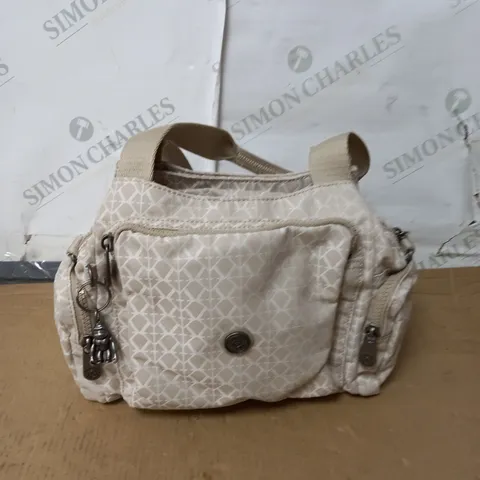 KIPLING LADIES HANDBAG CREAM WITH DIAMOND PATTERN