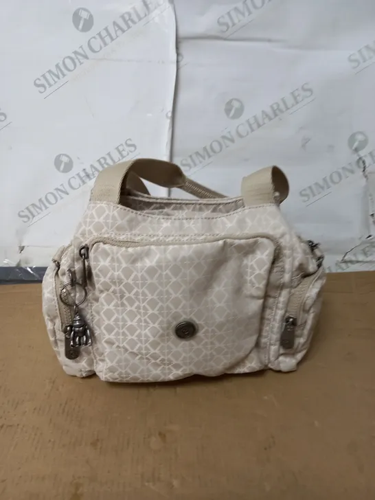 KIPLING LADIES HANDBAG CREAM WITH DIAMOND PATTERN