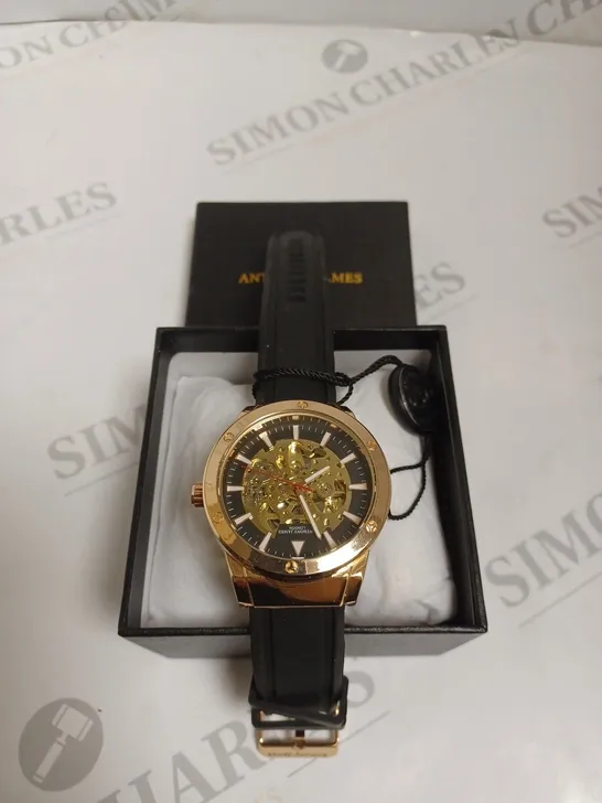 BOXED ANTHONY JAMES LIMITED EDITION EXPEDITE WATCH - BLACK & GOLD