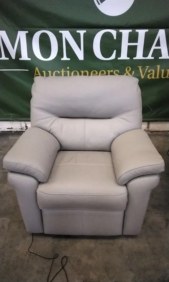 QUALITY BRITISH DESIGNED & MANUFACTURED G PLAN SEATTLE POWER RECLINER ARMCHAIR CAMBRIDGE GREY LEATHER